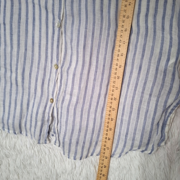 JONES CO NY Shirt XL 100% Linen Button Up Striped Lagenlook Coastal Grandma - Picture 5 of 10